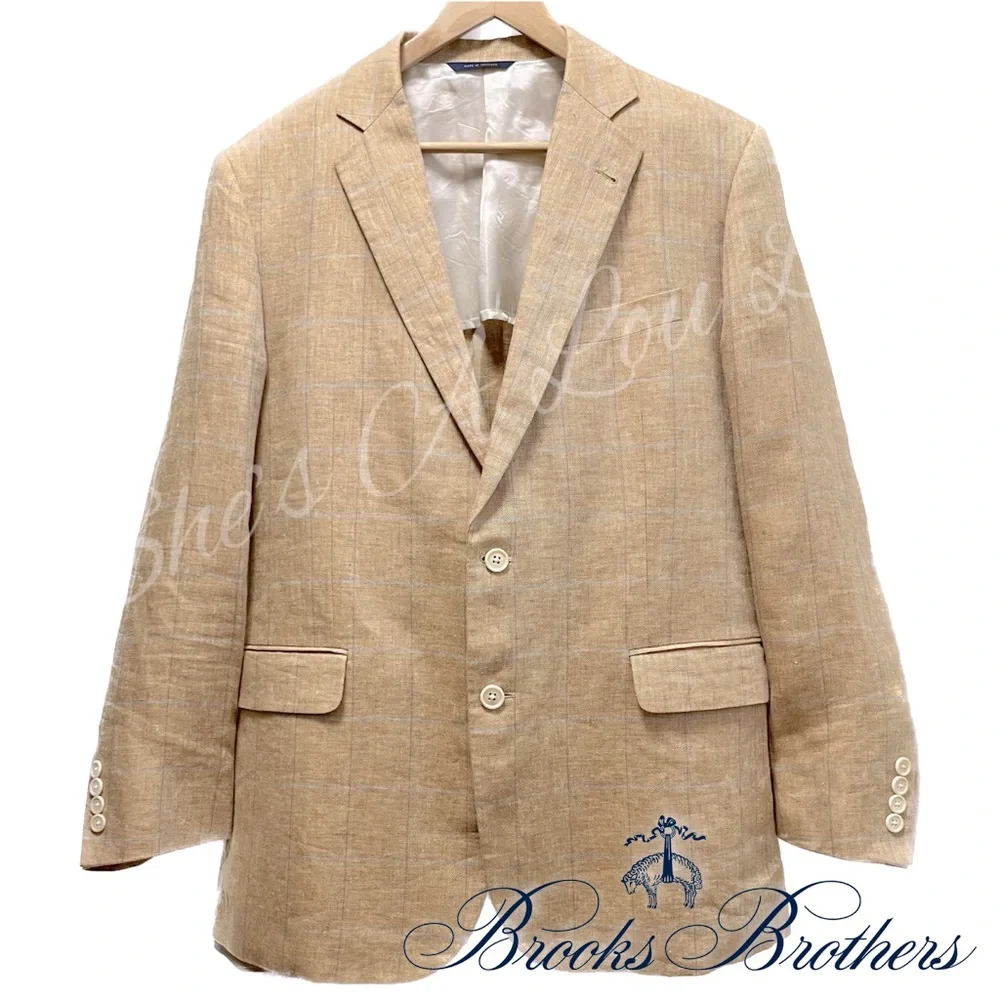 Brooks Brothers | Madison | Traditional Fit Linen Windowpane Sport Blazer 44R